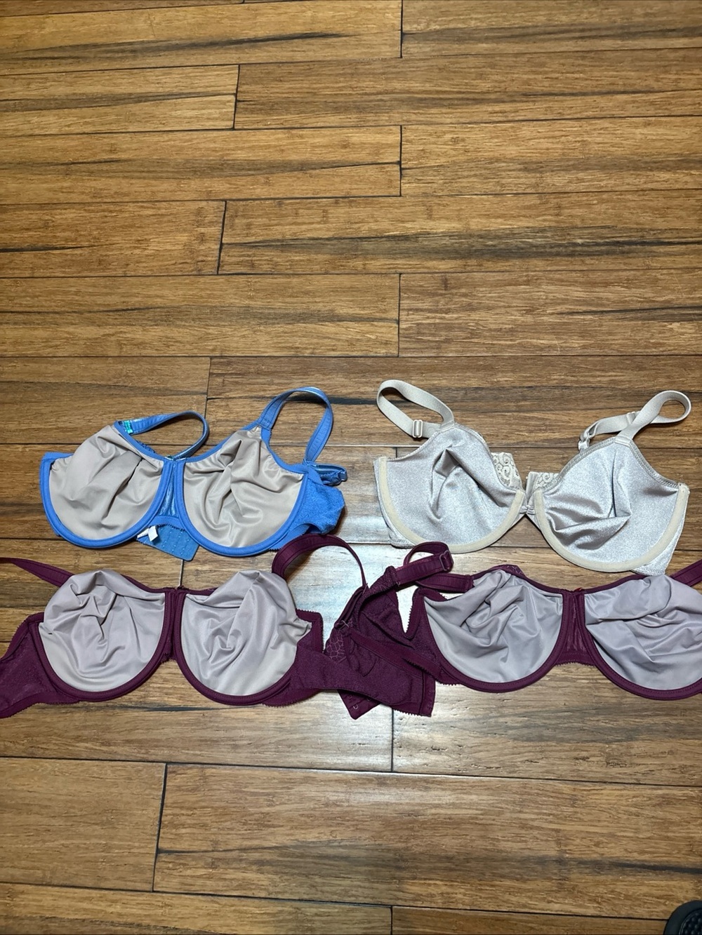 38D Bra Lot Of 4 Wacoal Chantelle Maroon Blue Beige - Picture 7 of 10